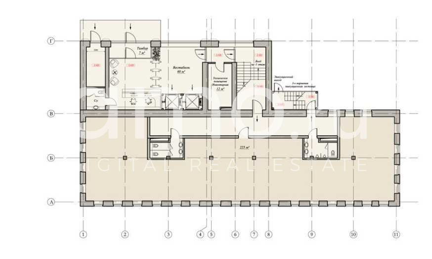 Планировка офиса 1847.4 м², 1 этаж, Административное здание «г Москва, Николоямская ул., 49, стр. 1»